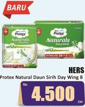 Promo Harga Hers Protex Naturals Daun Sirih Wing 23, 5cm 10 pcs - Hari Hari