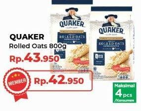 Promo Harga Quaker Oatmeal Rolled Oats 800 gr - Yogya