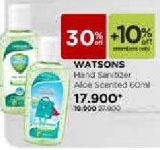 Promo Harga WATSONS Hand Sanitiser Aloe Vera 60 ml - Watsons