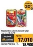 Promo Harga Maya Sardines Tomat / Tomato, Cabe / Chilli 425 gr - Carrefour