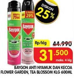 Promo Harga Baygon Insektisida Spray Flower Garden, Tea Blossom 600 ml - Superindo