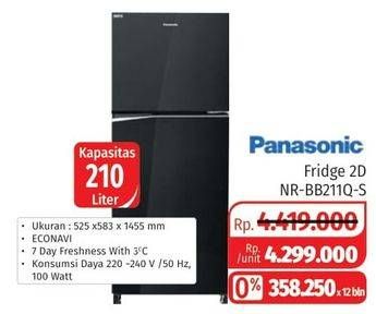 Promo Harga PANASONIC NR-BB211Q | Refrigerator 2 Door S 210000 ml - Lotte Grosir