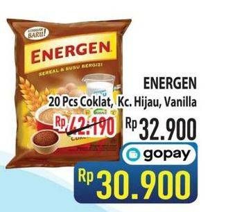 Promo Harga ENERGEN Cereal Instant Chocolate, Kacang Hijau, Vanilla per 20 sachet 30 gr - Hypermart