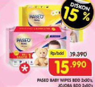 Promo Harga PASEO Baby Wipes With Chamomile Extract, With Jojoba Oil per 2 pcs 50 sheet - Superindo