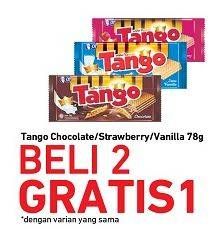 Promo Harga TANGO Wafer Chocolate, Vanilla Milk, Strawberry 78 gr - Carrefour
