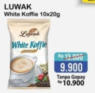 Promo Harga Luwak White Koffie per 10 sachet 20 gr - Alfamart