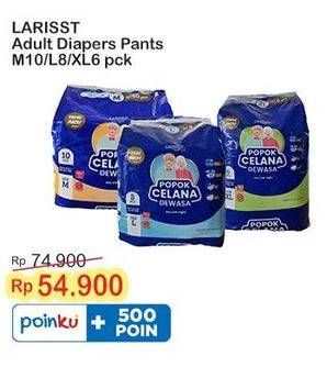 Promo Harga Larisst Diapers Pants Adult M10, L8, XL6 6 pcs - Indomaret
