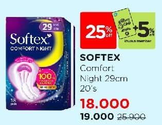 Promo Harga Softex Comfort Night Wing 29cm 20 pcs - Watsons