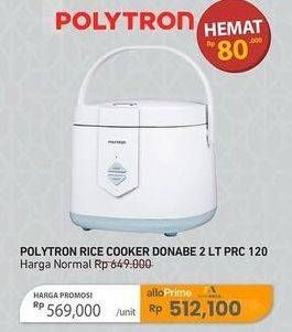 Promo Harga Polytron PRC-1201Y Rice Cooker Donabe 2 Liter  - Carrefour