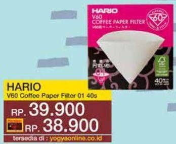 Promo Harga Hario V60 Coffee Filter Paper 40 pcs - Yogya