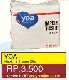 Promo Harga YOA Napkins Tissue 50 pcs - Yogya