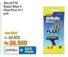 Promo Harga Gillette Blue II Flexi 4 pcs - Indomaret