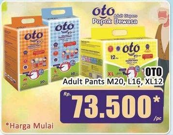 Promo Harga OTO Adult Diapers Pants XL12, M20, L16 12 pcs - Hari Hari