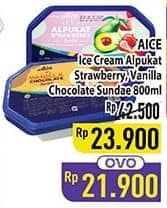 Promo Harga Aice Sundae Vanilla Chocolate, Alpukat Strawberry 800 ml - Hypermart