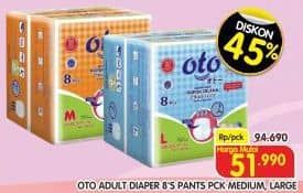 Promo Harga OTO Adult Diapers Pants M8, L8 8 pcs - Superindo