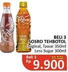 Promo Harga SOSRO Teh Botol Original, Tawar, Less Sugar per 3 botol 350 ml - Alfamidi