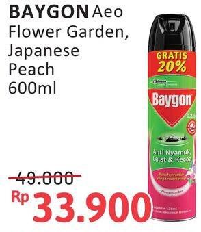 Promo Harga Baygon Insektisida Spray Flower Garden, Japanese Peach 600 ml - Alfamidi