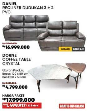 Promo Harga Courts Daniel Recliner Dudukan 3+2 | PVC/Courts Dorne Coffee Table Crystal    - COURTS