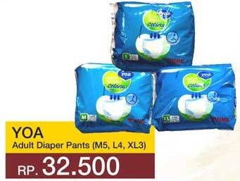Promo Harga YOA Adult Diapers Pants M5, L4, XL3 3 pcs - Yogya