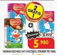 Promo Harga Vidoran Kids Milk UHT Coklat, Stroberi 115 ml - Superindo