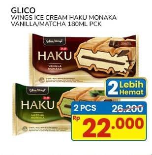 Promo Harga Glico Haku Vanilla Monaka, Matcha Monaka 180 ml - Indomaret