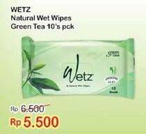 Promo Harga WETZ Tisu Basah Green Tea 10 pcs - Indomaret