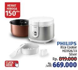 Promo Harga Philips HD3126/33 Jar Rice Cooker 1L 2 ltr - LotteMart