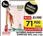 Promo Harga 365 Beras Pandan Wangi Super 5000 gr - Superindo