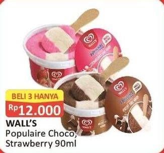 Promo Harga Walls Populaire Chocolate Vanilla, Strawberry Vanilla 90 ml - Alfamart