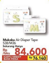 Promo Harga Makuku Air Diapers Slim Tape M36, S38 36 pcs - Carrefour