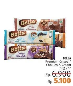 Promo Harga BELLA Milk Chocolate Crispy, Cookies Cream 50 gr - LotteMart