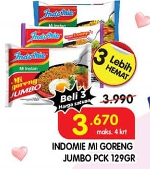 Promo Harga Indomie Mi Goreng Jumbo 129 gr - Superindo