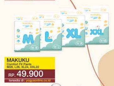Promo Harga Makuku Comfort Fit Diapers Pants L26, M28, XL24, XXL22 22 pcs - Yogya
