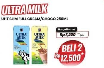 Promo Harga Ultra Milk Susu UHT Full Cream, Coklat 250 ml - Carrefour