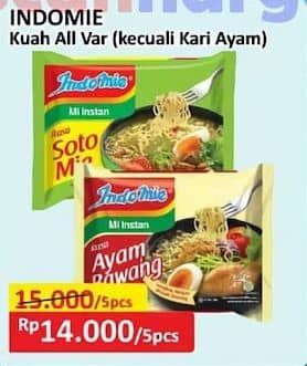 Promo Harga Indomie Mi Kuah Kecuali Kari Ayam 72 gr - Alfamart