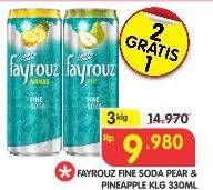 Promo Harga FAYROUZ Fine Soda Pear, Pineapple per 3 kaleng 330 ml - Superindo