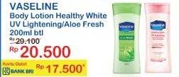 Promo Harga VASELINE Body Lotion Healthy White UV Lightening/ Aloe Fresh2 00ml  - Indomaret