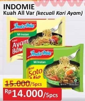 Promo Harga Indomie Mi Kuah Kecuali Kari Ayam 72 gr - Alfamart