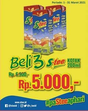 Promo Harga S TEE Minuman Teh Melati per 3 box - Alfamidi