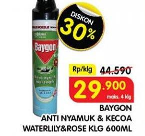 Promo Harga BAYGON Insektisida Spray Water Lily Rose 600 ml - Superindo