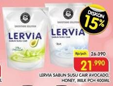 Promo Harga Lervia Sabun Cair Susu  Plus Avocado, Plus Honey, Original 400 ml - Superindo