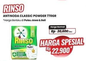 Promo Harga Rinso Anti Noda Deterjen Bubuk + Molto Classic Fresh 770 gr - Carrefour