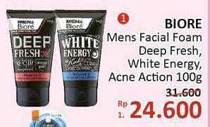 Promo Harga BIORE MENS Facial Foam Deep Fresh, White Energy, Acne Action 100 gr - Alfamidi