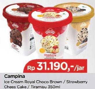 Promo Harga CAMPINA Ice Cream Cake Series Royal Choco Brownies, Strawberry Cheese Cake, Tiramisu 350 ml - TIP TOP