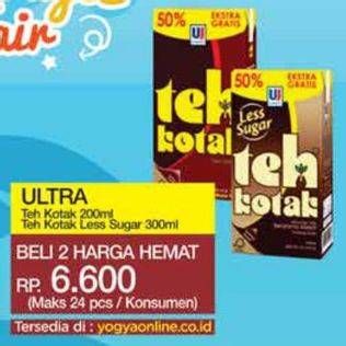Promo Harga Ultra Teh Kotak Less Sugar, Jasmine 200 ml - Yogya