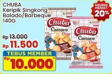 Promo Harga Chuba Cassava Chips Sambal Balado, BBQ 140 gr - Indomaret