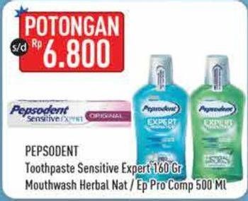 Promo Harga PEPSODENT Toothpaste Sensitive Expert/Mouthwash  - Hypermart