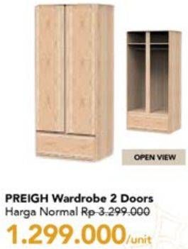 Promo Harga Preigh Wardrobe 2 Doors  - Carrefour