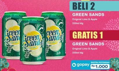 Promo Harga Green Sands Minuman Soda Lime Apple 330 ml - Indomaret