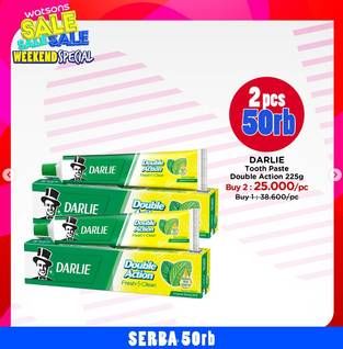 Promo Harga Darlie Toothpaste Double Action Fresh Clean, Double Action Mint 225 gr - Watsons